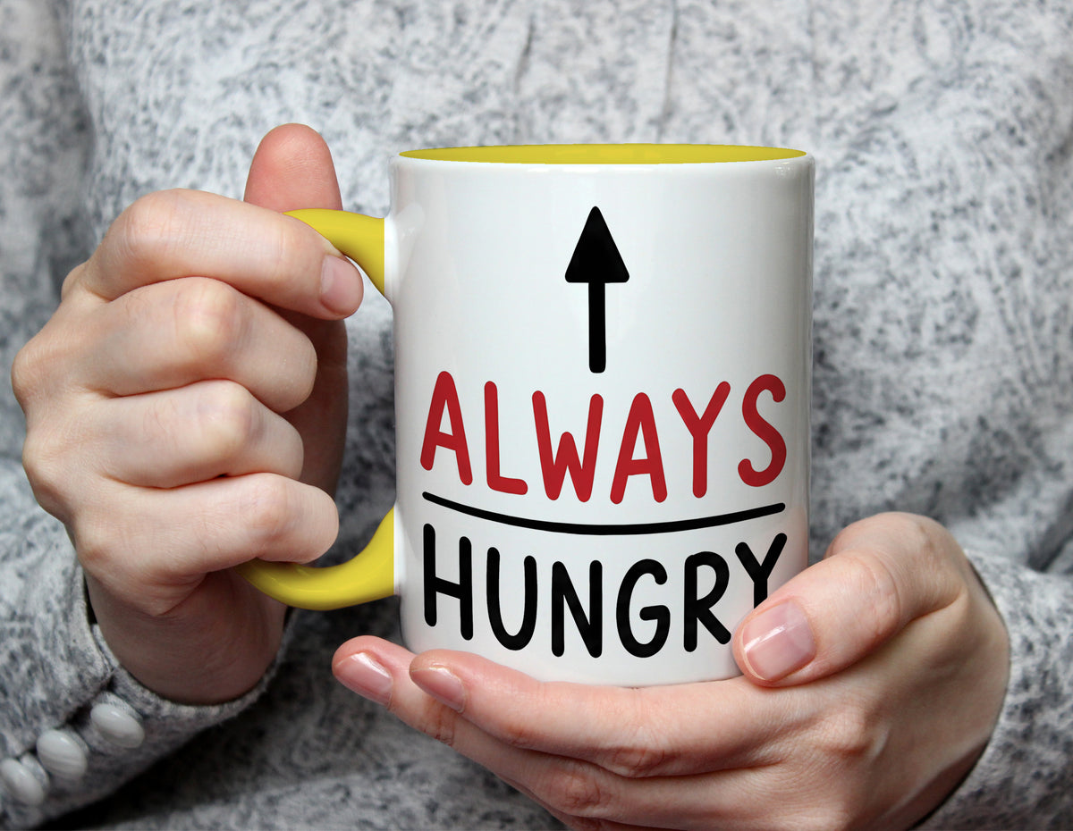 ALWAYS HUNGRY Arrow Mug – Funny Food Lover Gift Mug - Yellow