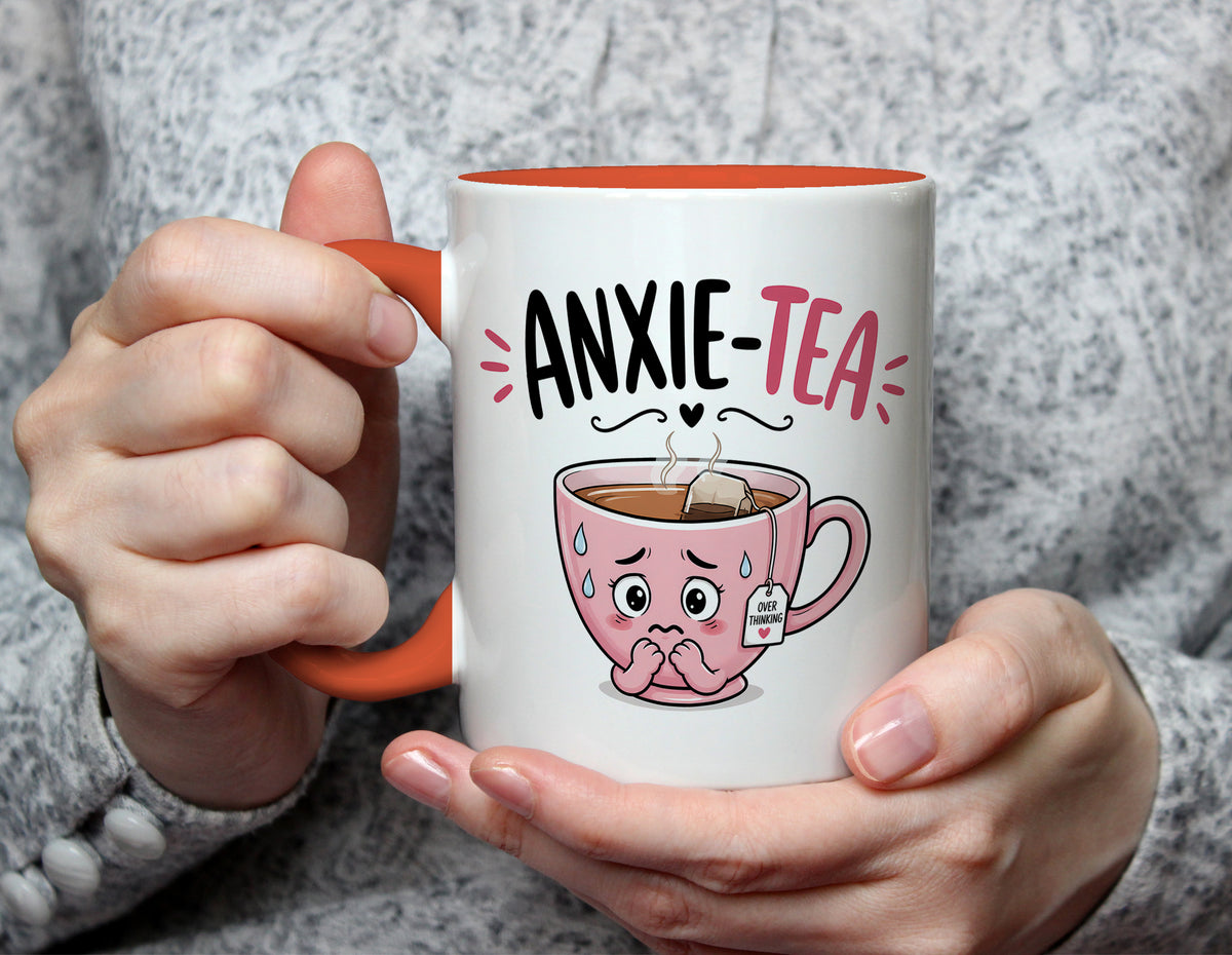 ANXIE-TEA - Funny Anxiety Pun Mug - Orange