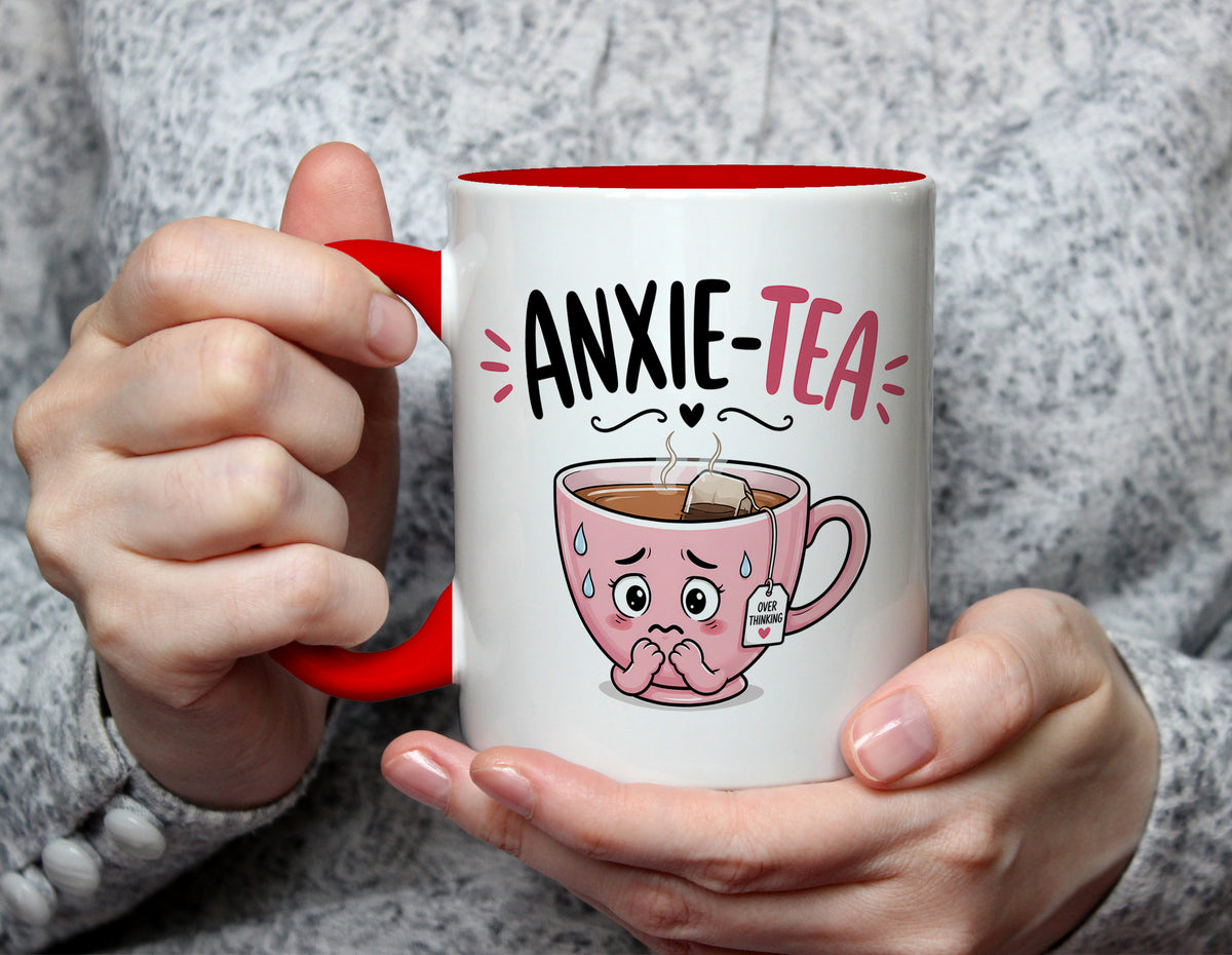 ANXIE-TEA - Funny Anxiety Pun Mug - Red