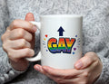 GAY Arrow Rainbow Pride Mug - LGBTQ+ Colourful Coffee Cup - White