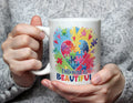 Different is BEAUTIFUL - Autism Awareness Puzzle Heart Mug - White