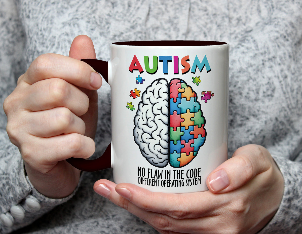 Autism No Flaw in the Code - Neurodiversity Awareness Mug - Black