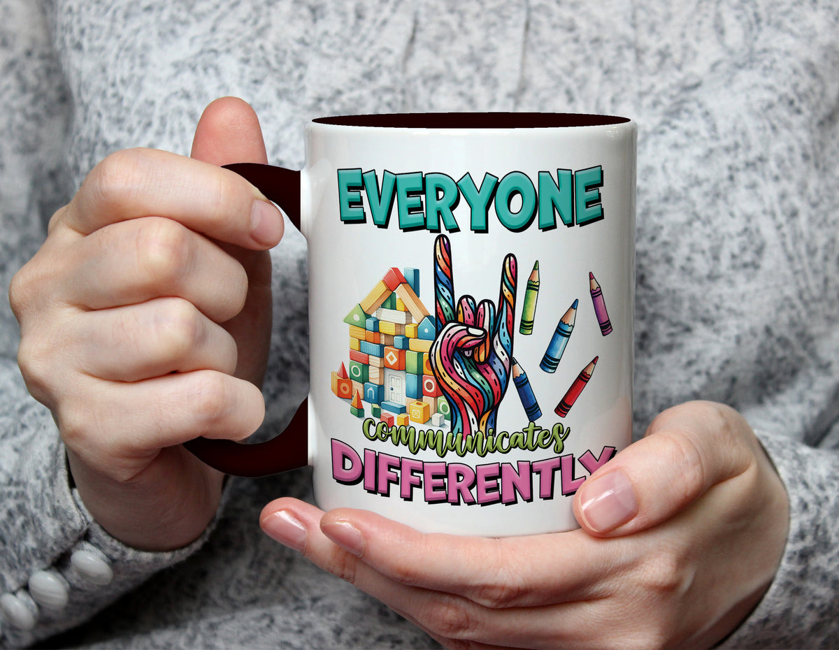 EVERYONE communicates DIFFERENTLY - Neurodiversity Awareness Mug - Black