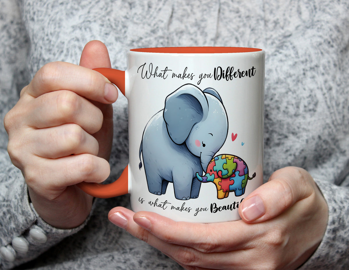 What makes you Different is what makes you Beautiful - Autism Awareness Mug - Orange