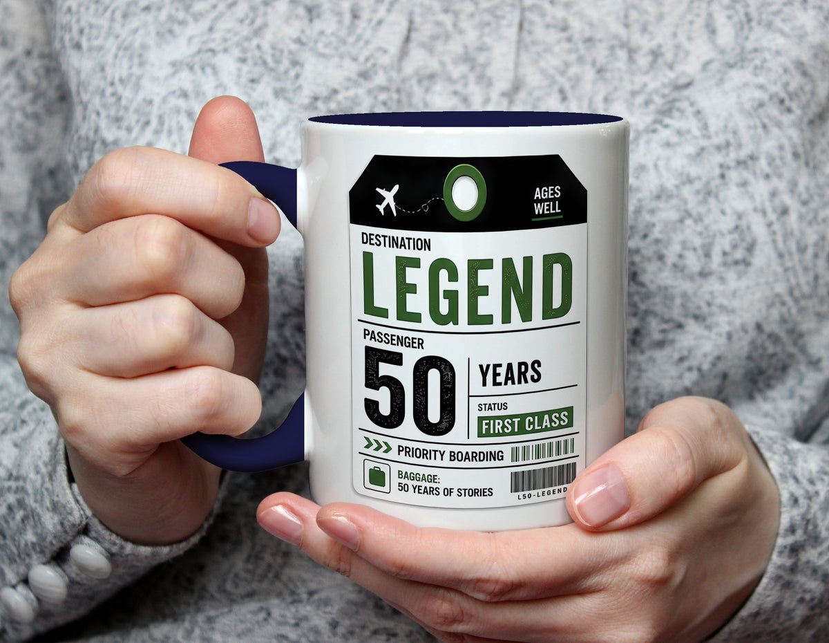 Destination Legend 50 Years - 50th Birthday First Class Mug - Navy Blue