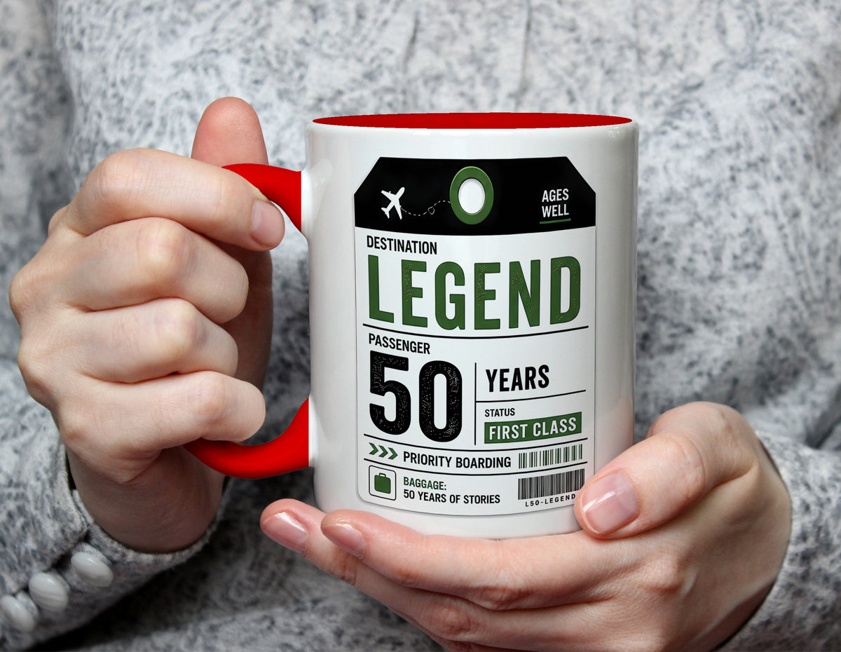 Destination Legend 50 Years - 50th Birthday First Class Mug - Red
