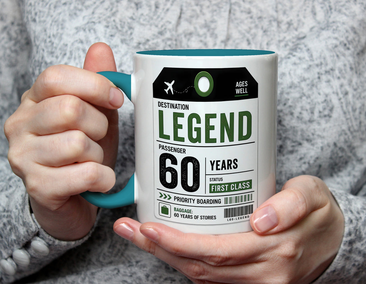 Destination Legend 60 Years - 60th Birthday First Class Mug - Light Blue