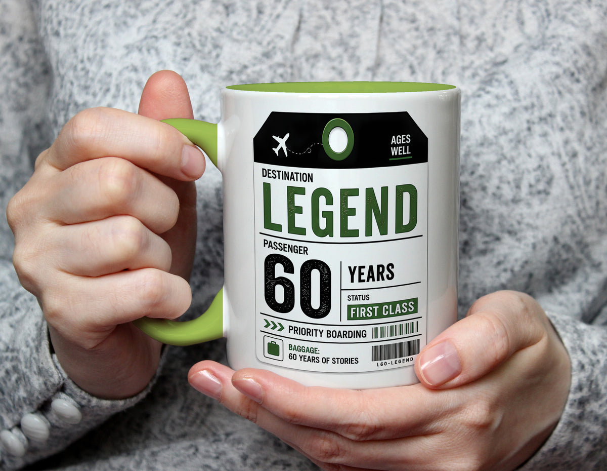 Destination Legend 60 Years - 60th Birthday First Class Mug - Light Green