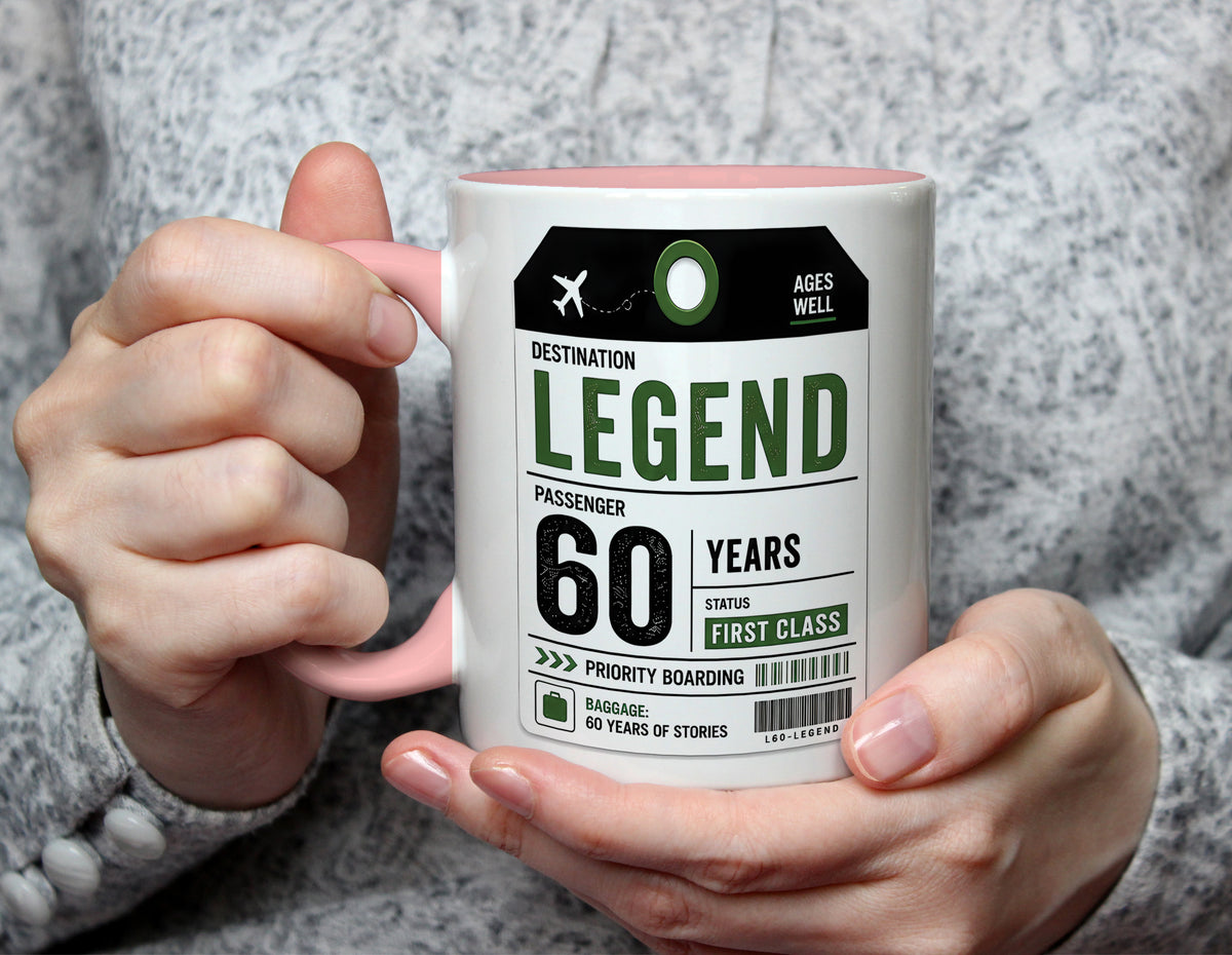 Destination Legend 60 Years - 60th Birthday First Class Mug - Light Pink