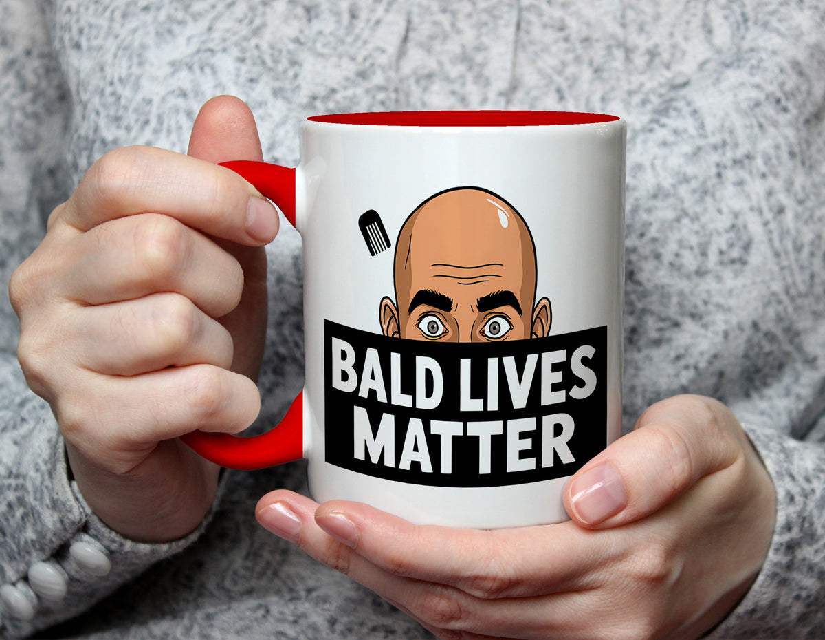 BALD LIVES MATTER - Bald Humour Cartoon Mug - Red