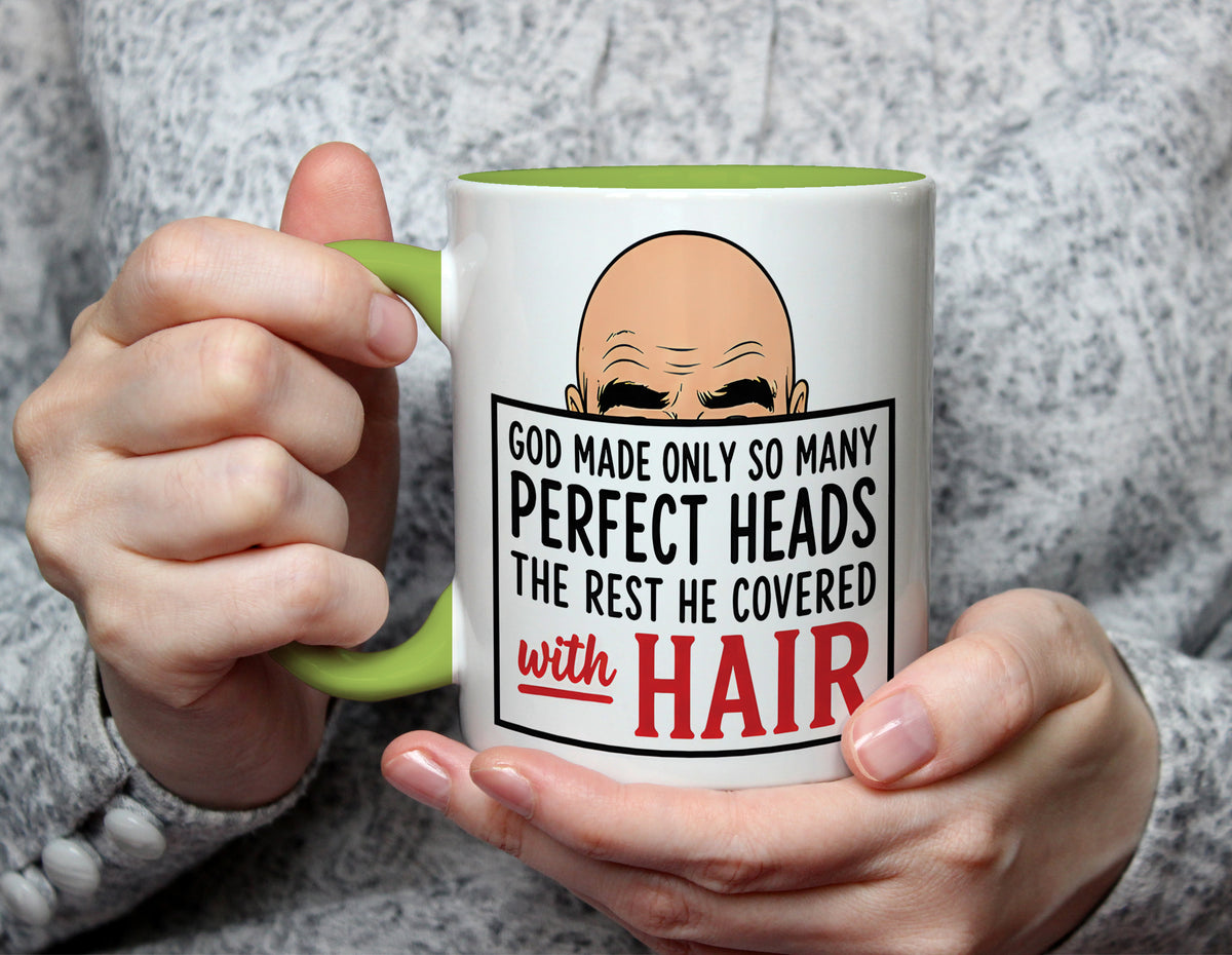 God Made Only So Many Perfect Heads - Bald Joke Mug - Light Green