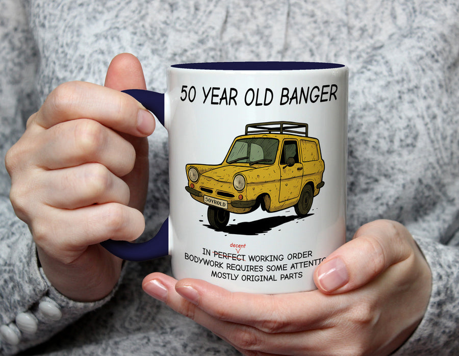 50 Year Old Banger - Funny 50th Birthday Car Mug - Navy Blue