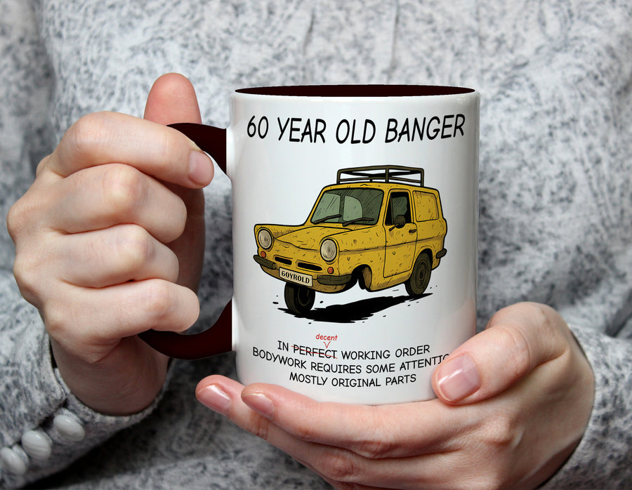 60 Year Old Banger - 60th Birthday Classic Car Mug - Black
