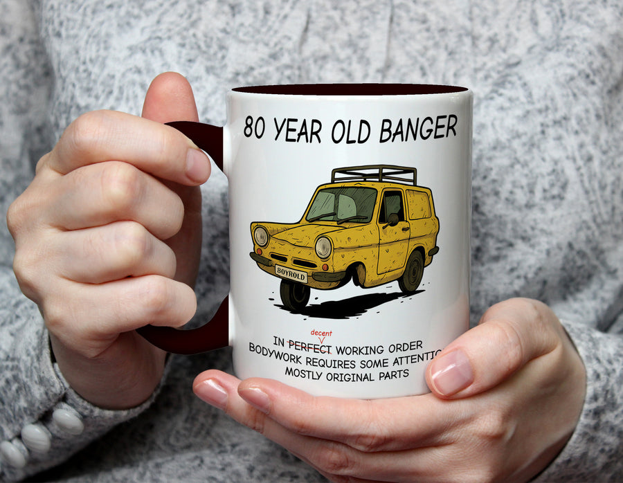 80 Year Old Banger - 80th Birthday Classic Car Mug - Black