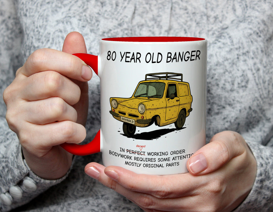 80 Year Old Banger - 80th Birthday Classic Car Mug - Red