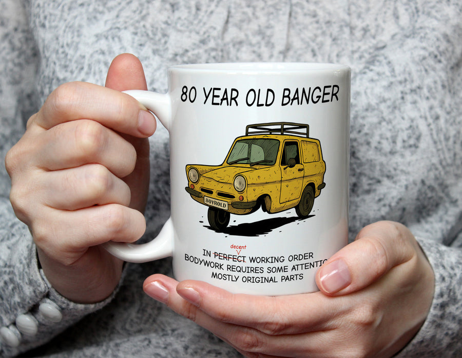 80 Year Old Banger - 80th Birthday Classic Car Mug - White