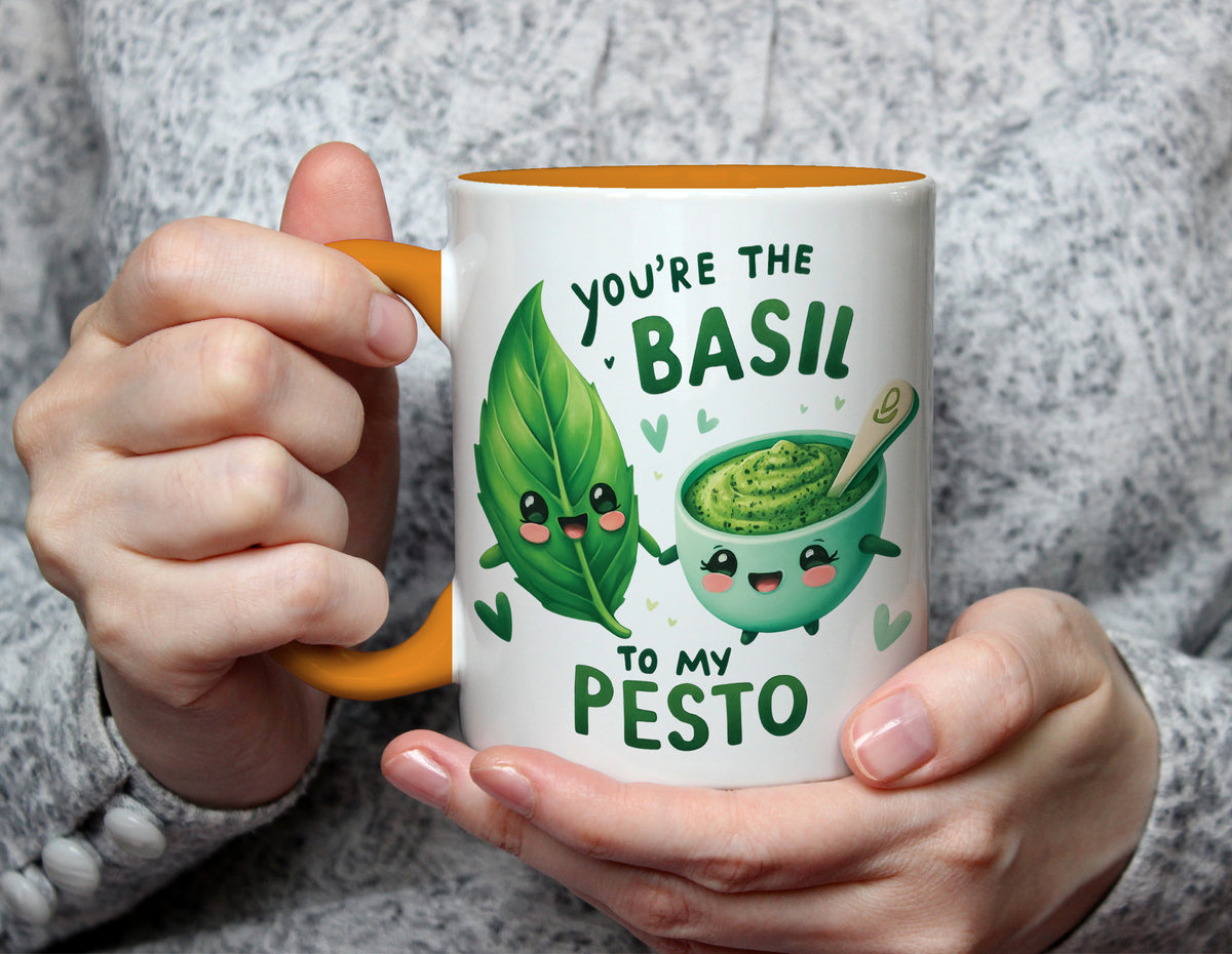 You're the Basil to My Pesto - Cute Food Pun Mug - Yellow