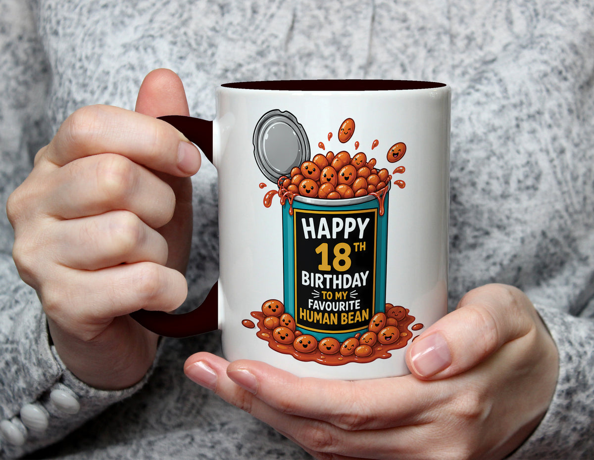Happy 18th Birthday to My Favourite Human Bean - Pun Birthday Mug - Black