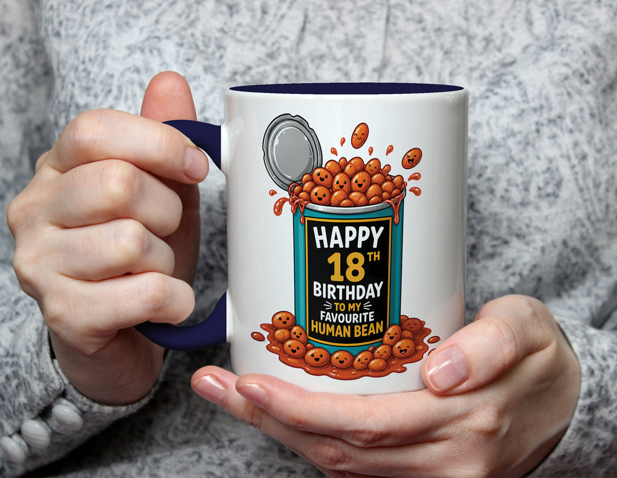 Happy 18th Birthday to My Favourite Human Bean - Pun Birthday Mug - Navy Blue