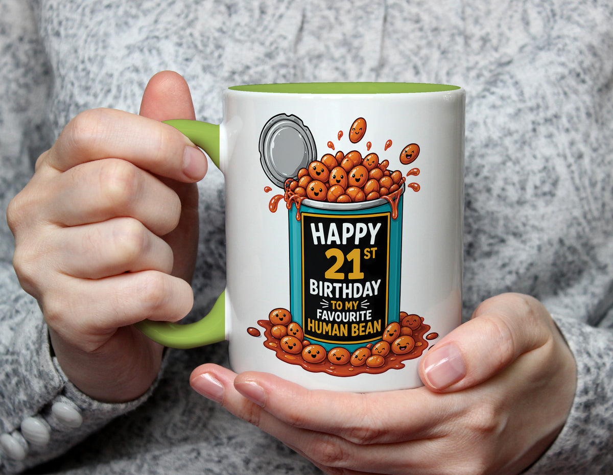 Happy 21st Birthday to My Favourite Human Bean - 21st Birthday Pun Mug - Light Green