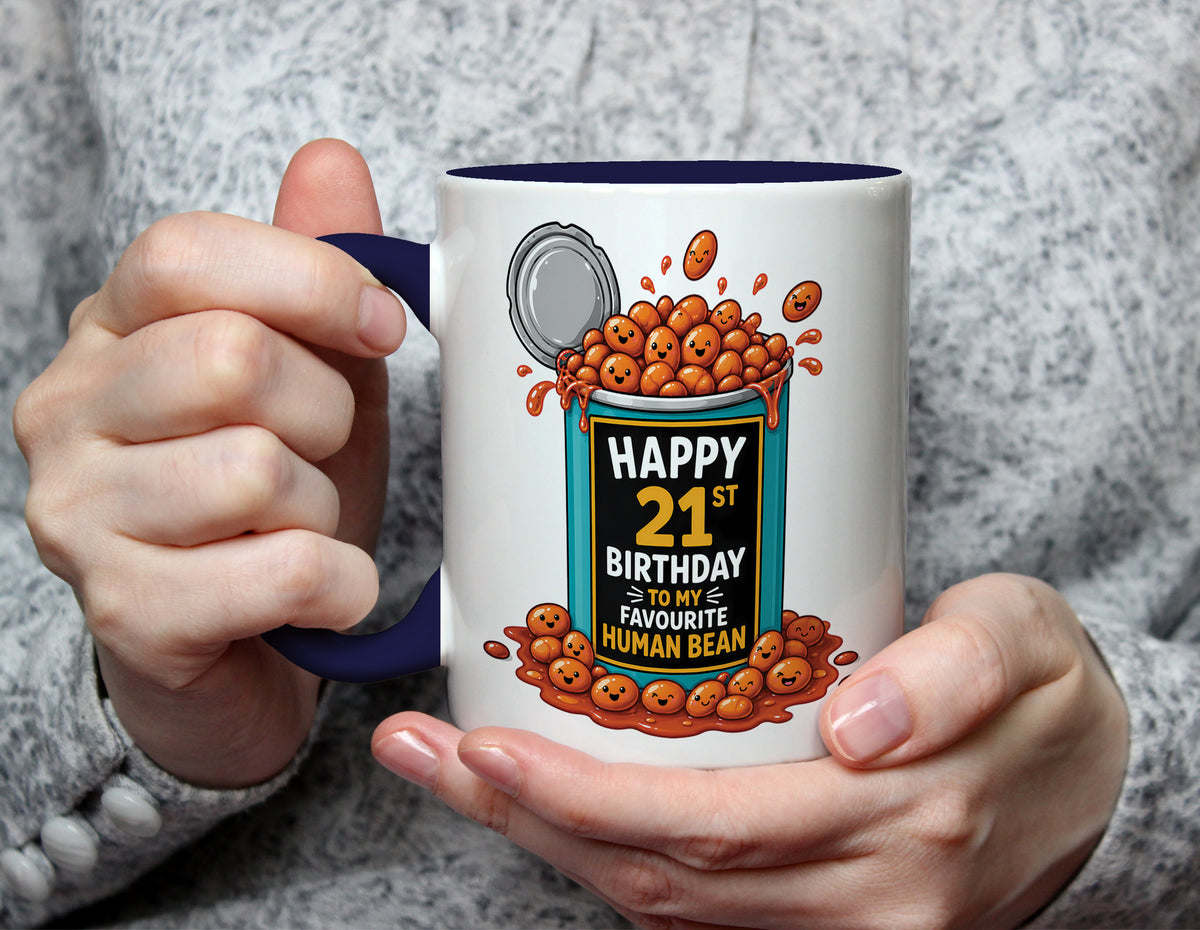 Happy 21st Birthday to My Favourite Human Bean - 21st Birthday Pun Mug - Navy Blue