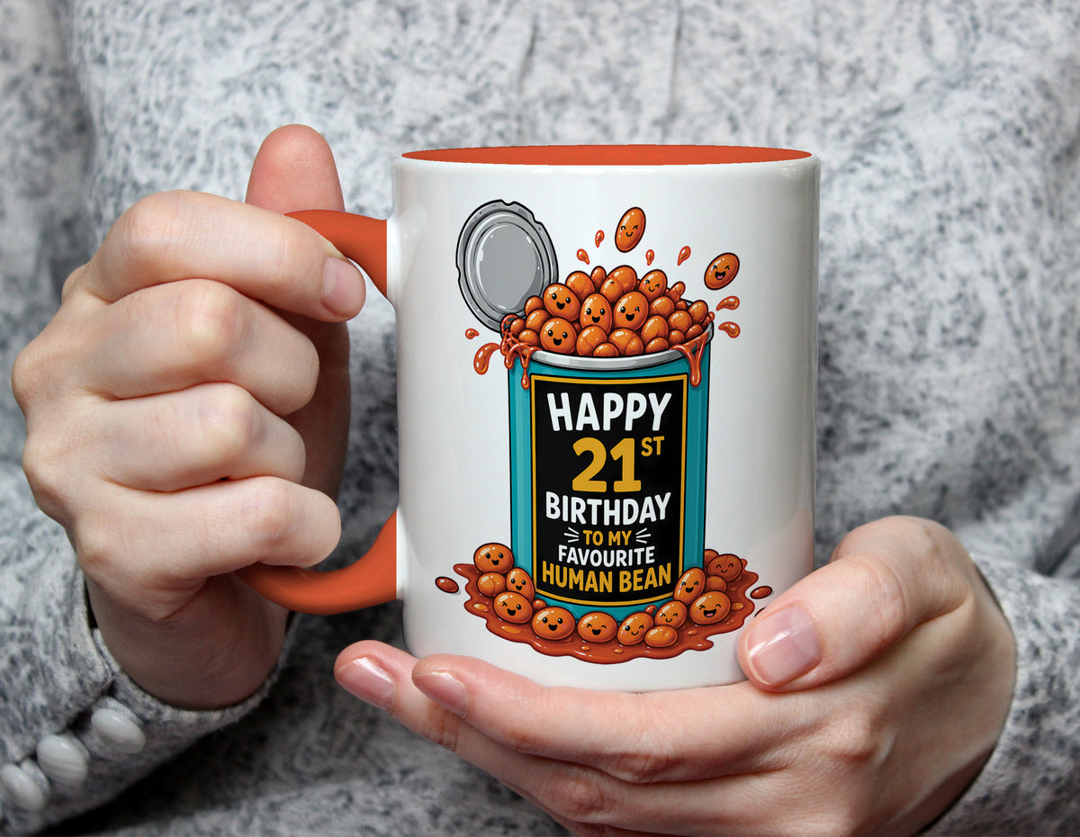 Happy 21st Birthday to My Favourite Human Bean - 21st Birthday Pun Mug - Orange