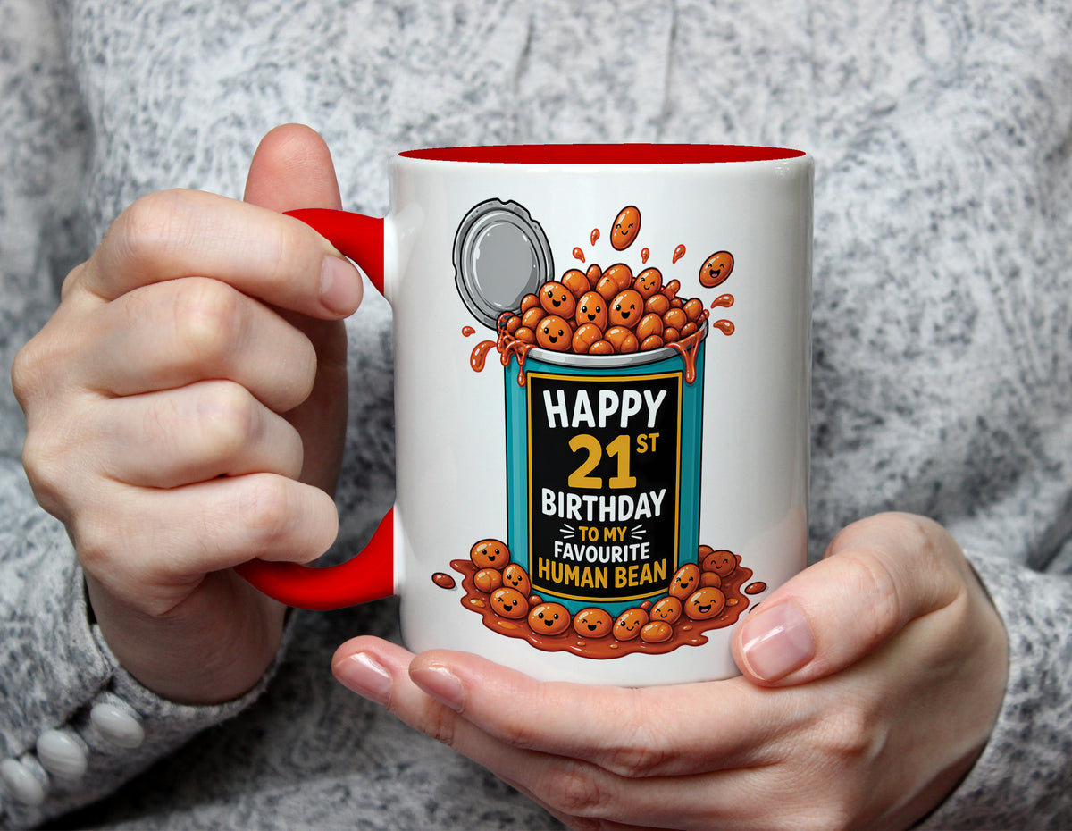 Happy 21st Birthday to My Favourite Human Bean - 21st Birthday Pun Mug - Red