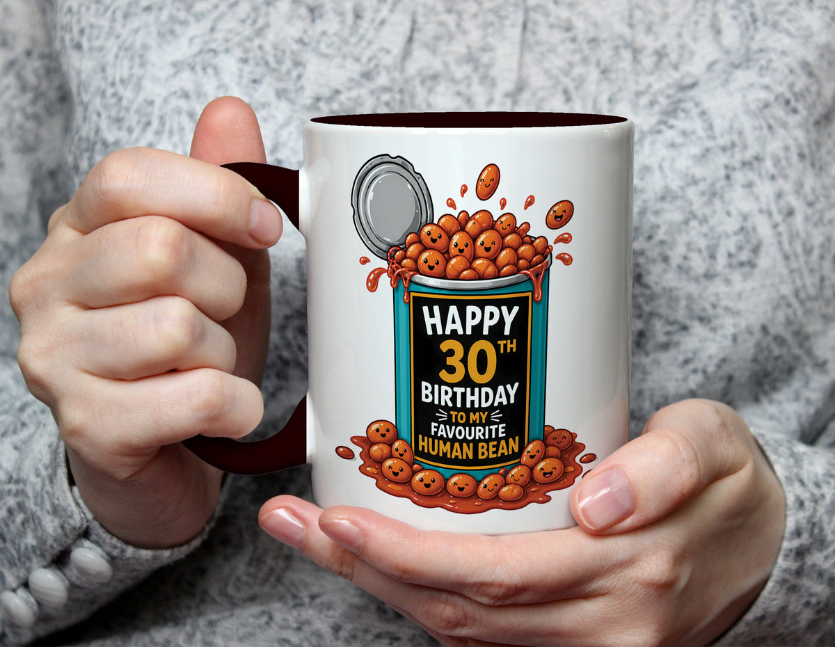 Happy 30th Birthday to My Favourite Human Bean - Funny 30th Birthday Mug - Black
