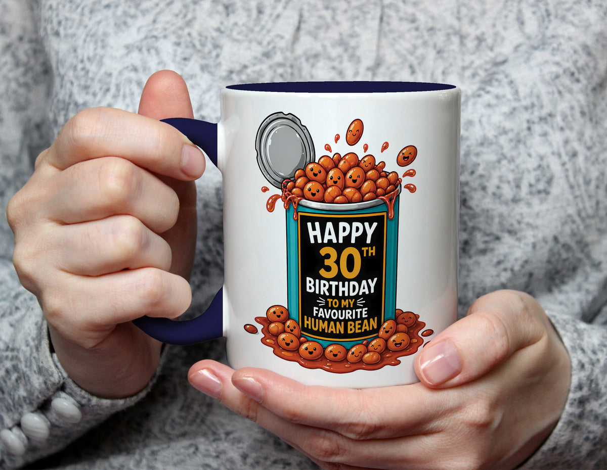 Happy 30th Birthday to My Favourite Human Bean - Funny 30th Birthday Mug - Navy Blue