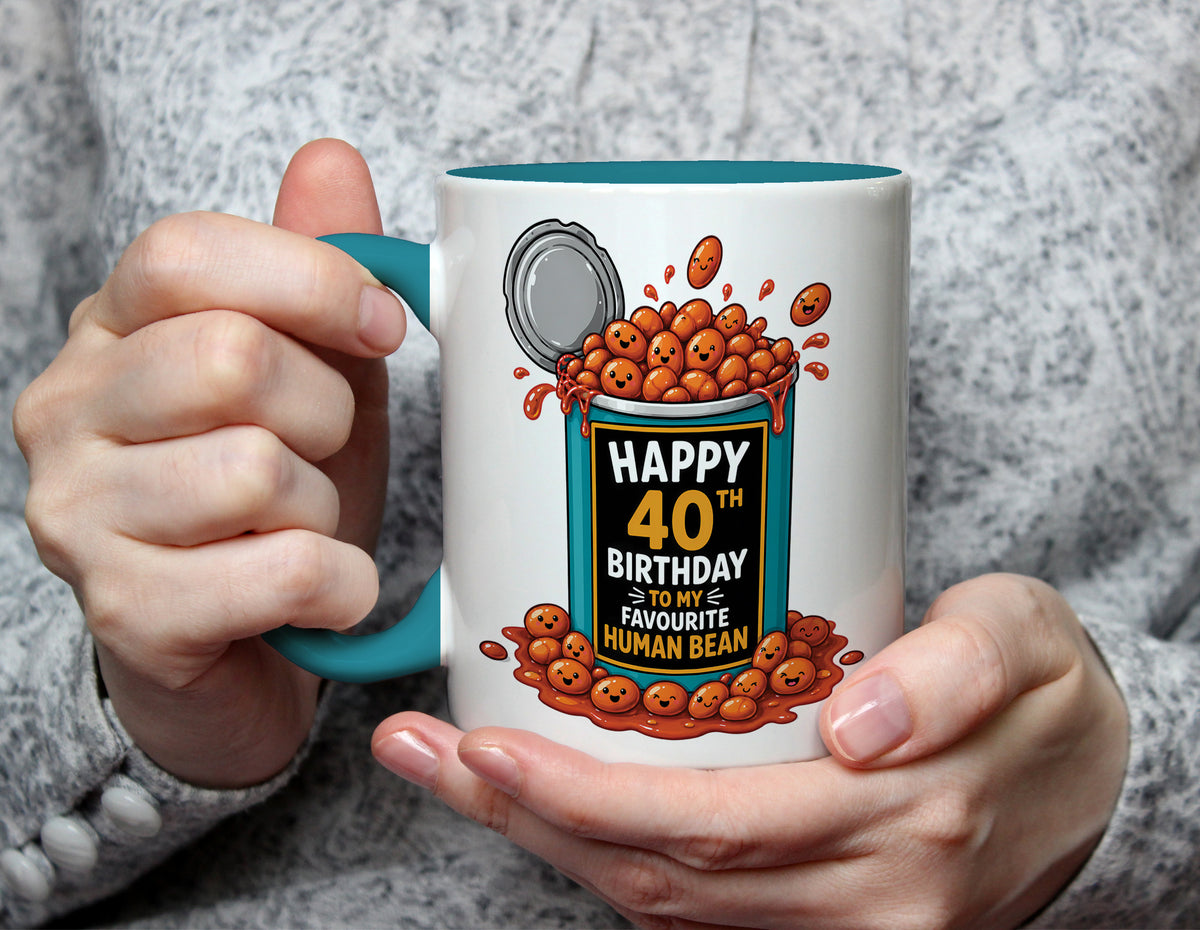 Happy 40th Birthday to My Favourite Human Bean - 40th Birthday Pun Mug - Light Blue