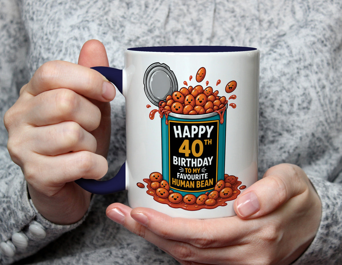 Happy 40th Birthday to My Favourite Human Bean - 40th Birthday Pun Mug - Navy Blue