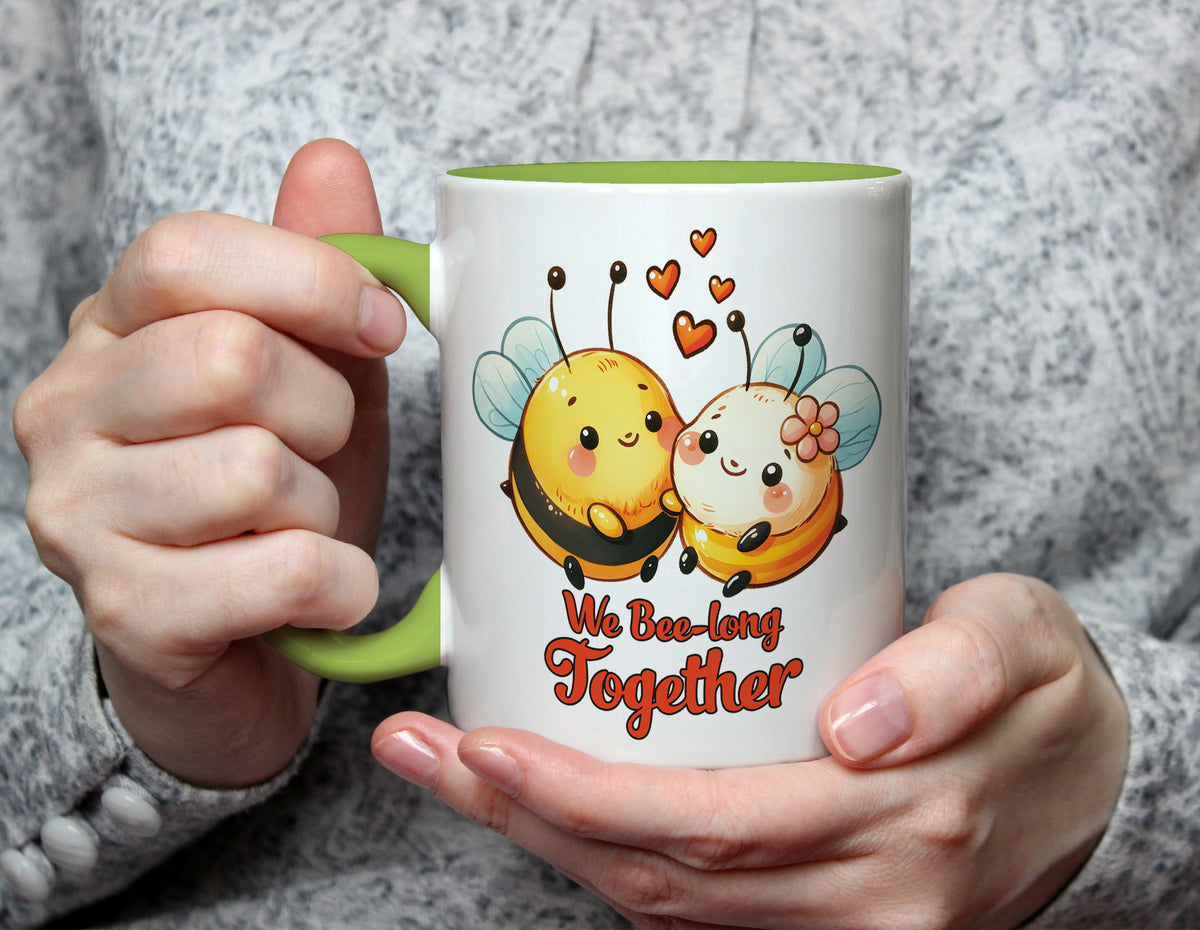 We Bee-long Together - Cute Couple Bee Mug - Light Green