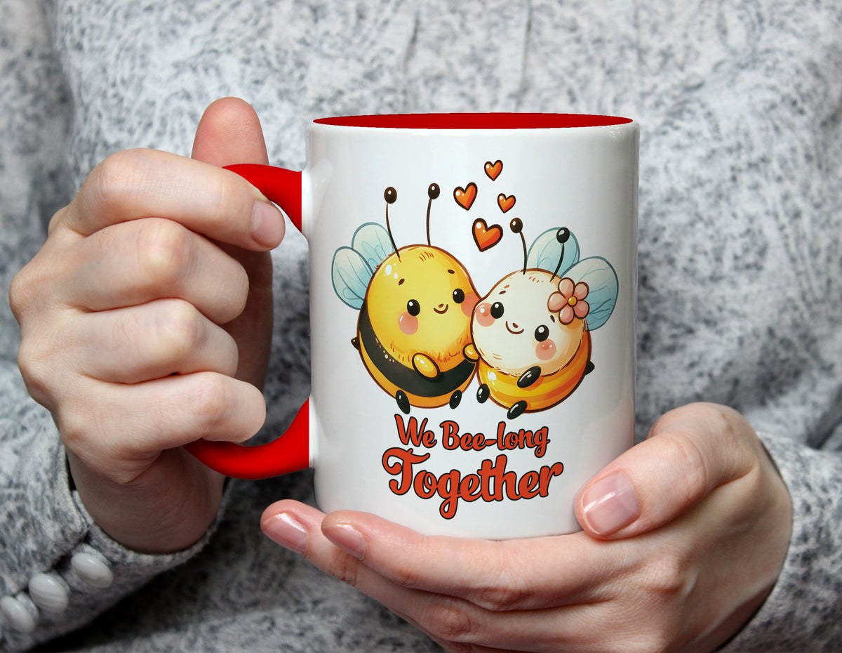 We Bee-long Together - Cute Couple Bee Mug - Red