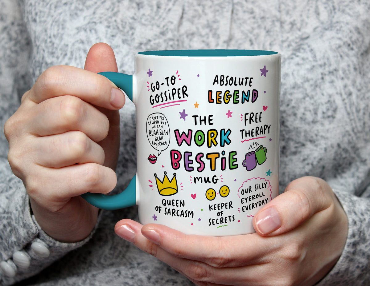 The Work Bestie Mug - Colourful Office Friendship Gift - Light Blue
