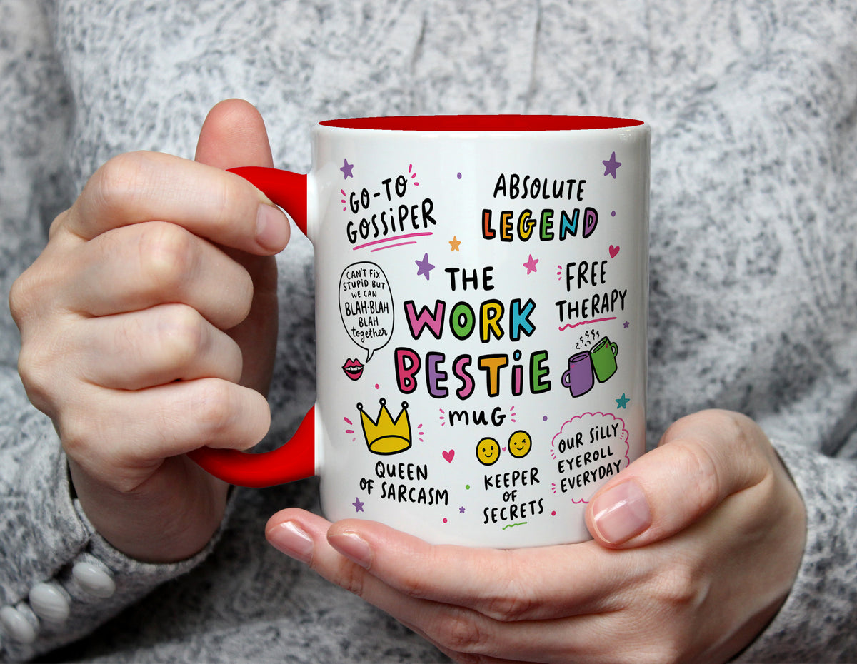The Work Bestie Mug - Colourful Office Friendship Gift - Red