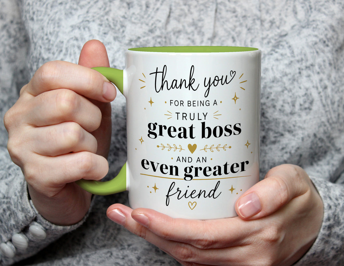 Thank You for Being a Truly Great Boss and an Even Greater Friend Mug - Light Green