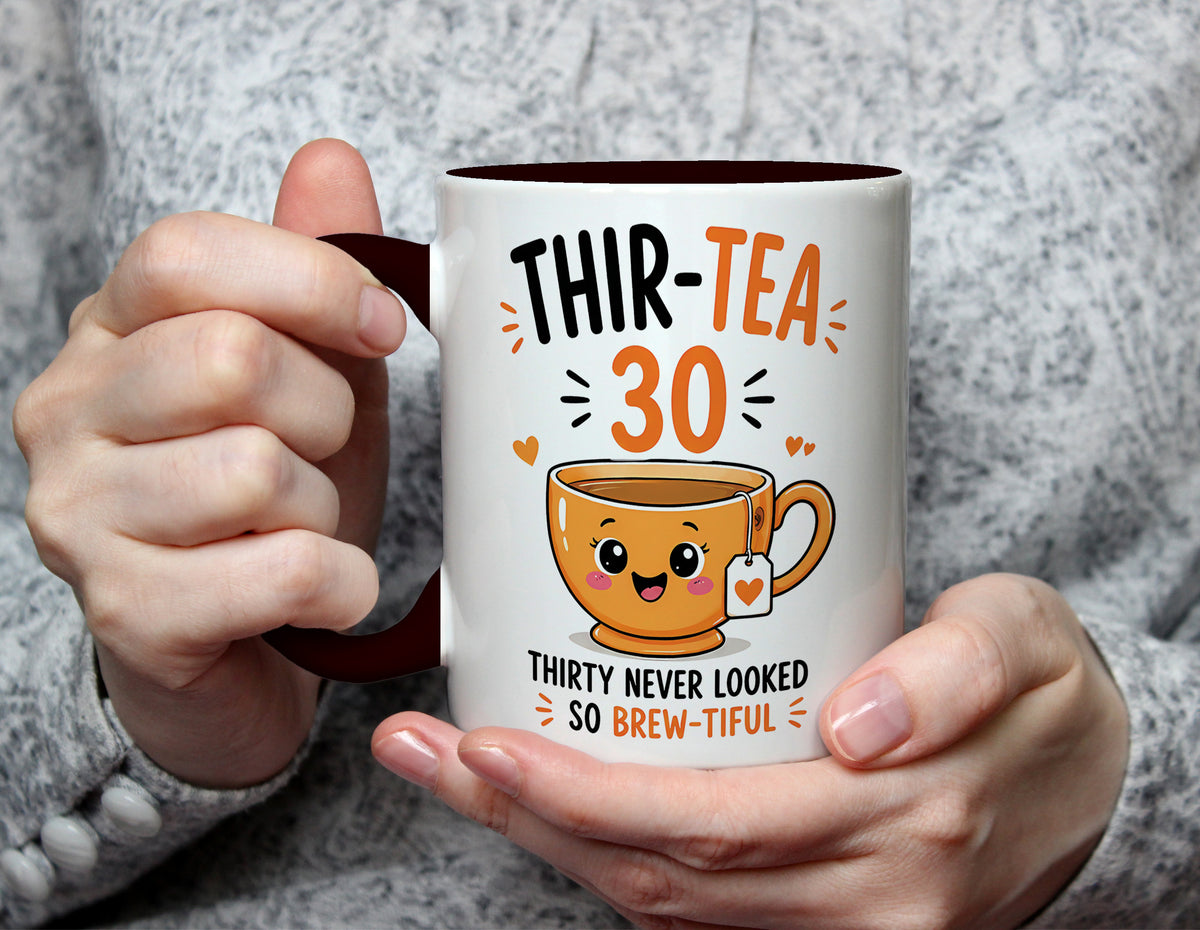 Thir-Tea 30 - 30th Birthday Brew-tiful Tea Pun Mug - Black