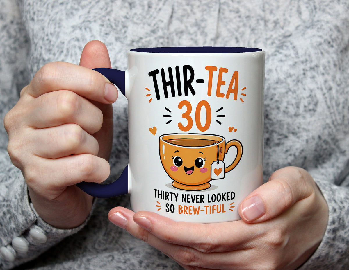 Thir-Tea 30 - 30th Birthday Brew-tiful Tea Pun Mug - Navy Blue
