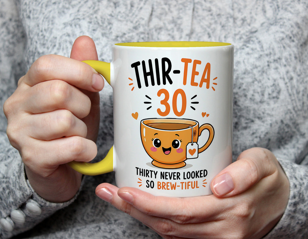 Thir-Tea 30 - 30th Birthday Brew-tiful Tea Pun Mug - Yellow