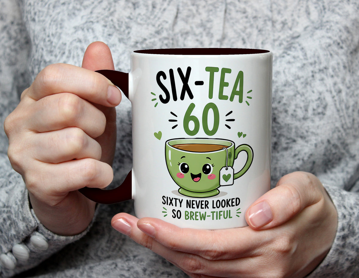 Six-Tea 60 - 60th Birthday Brew-tiful Tea Pun Mug - Black