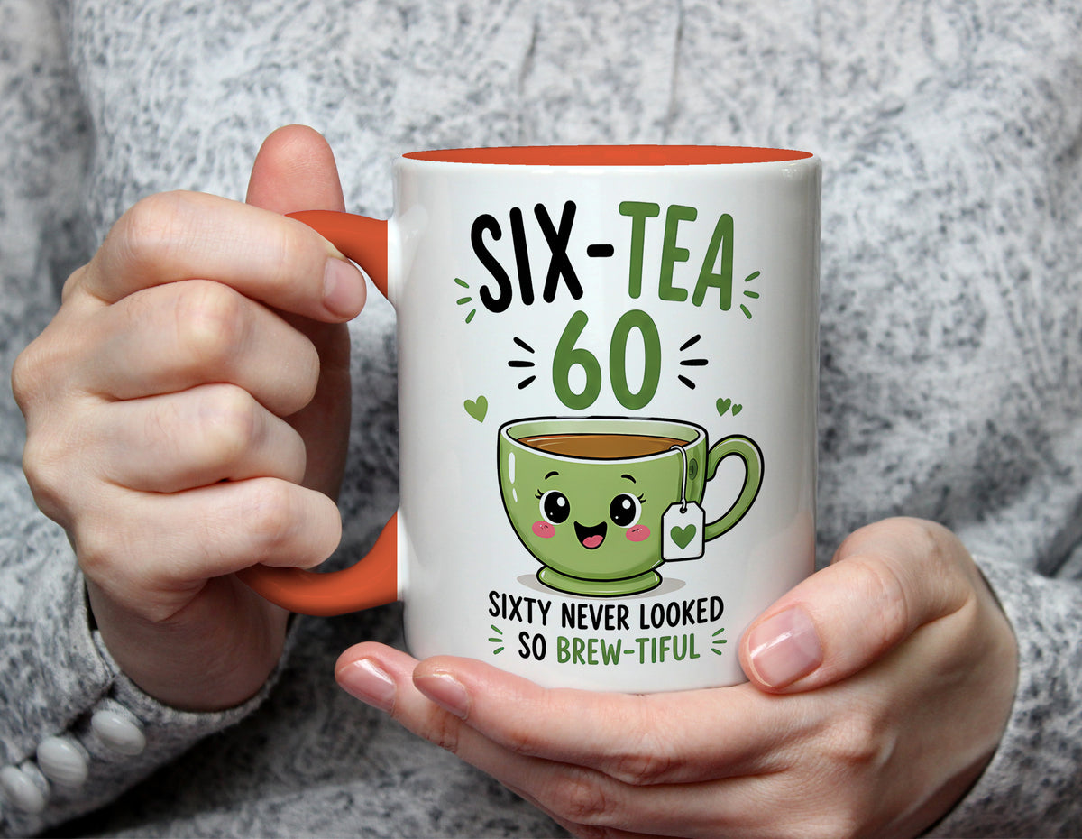 Six-Tea 60 - 60th Birthday Brew-tiful Tea Pun Mug - Orange