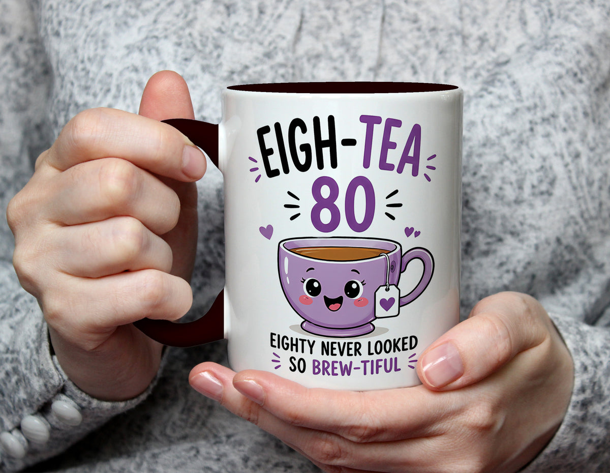 EIGH-TEA 80 - 80th Birthday Brew-tiful Tea Pun Mug - Black