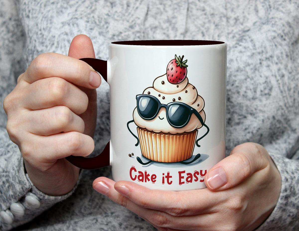 Cake it Easy - Cute Cupcake Pun Mug - Black