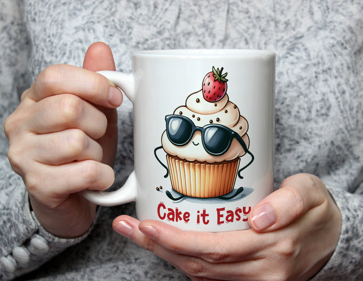Cake it Easy - Cute Cupcake Pun Mug - White