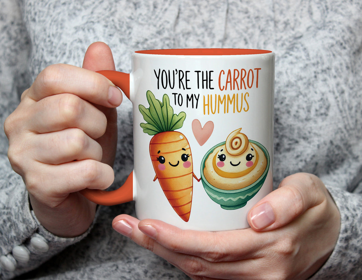 You're the Carrot to My Hummus - Cute Food Pun Mug - Orange