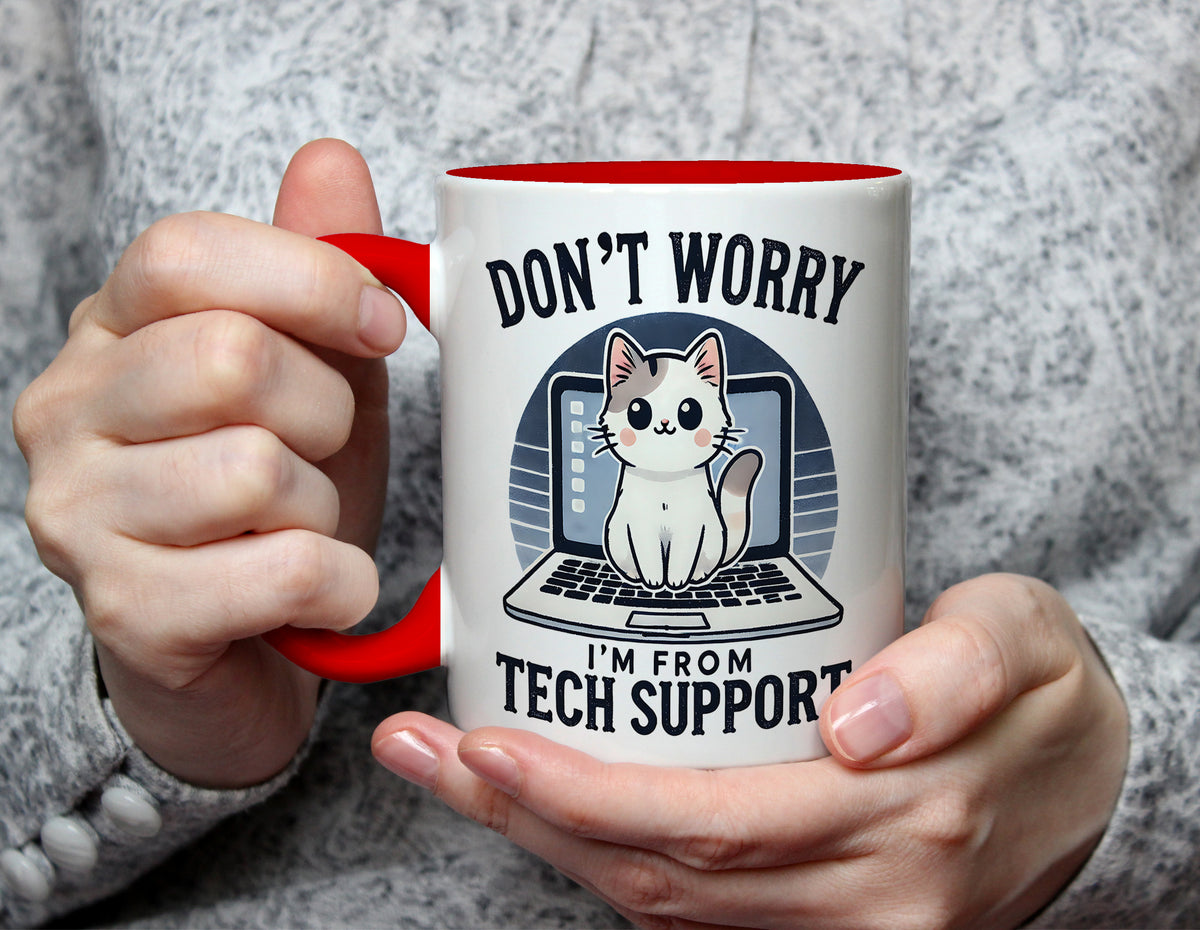 DON'T WORRY I'M FROM TECH SUPPORT - Cat Tech Support Mug - Red