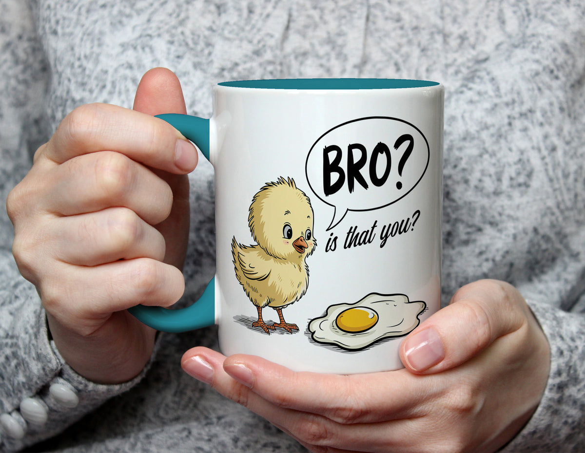 BRO? is that you? - Funny Chick and Egg Mug - Light Blue
