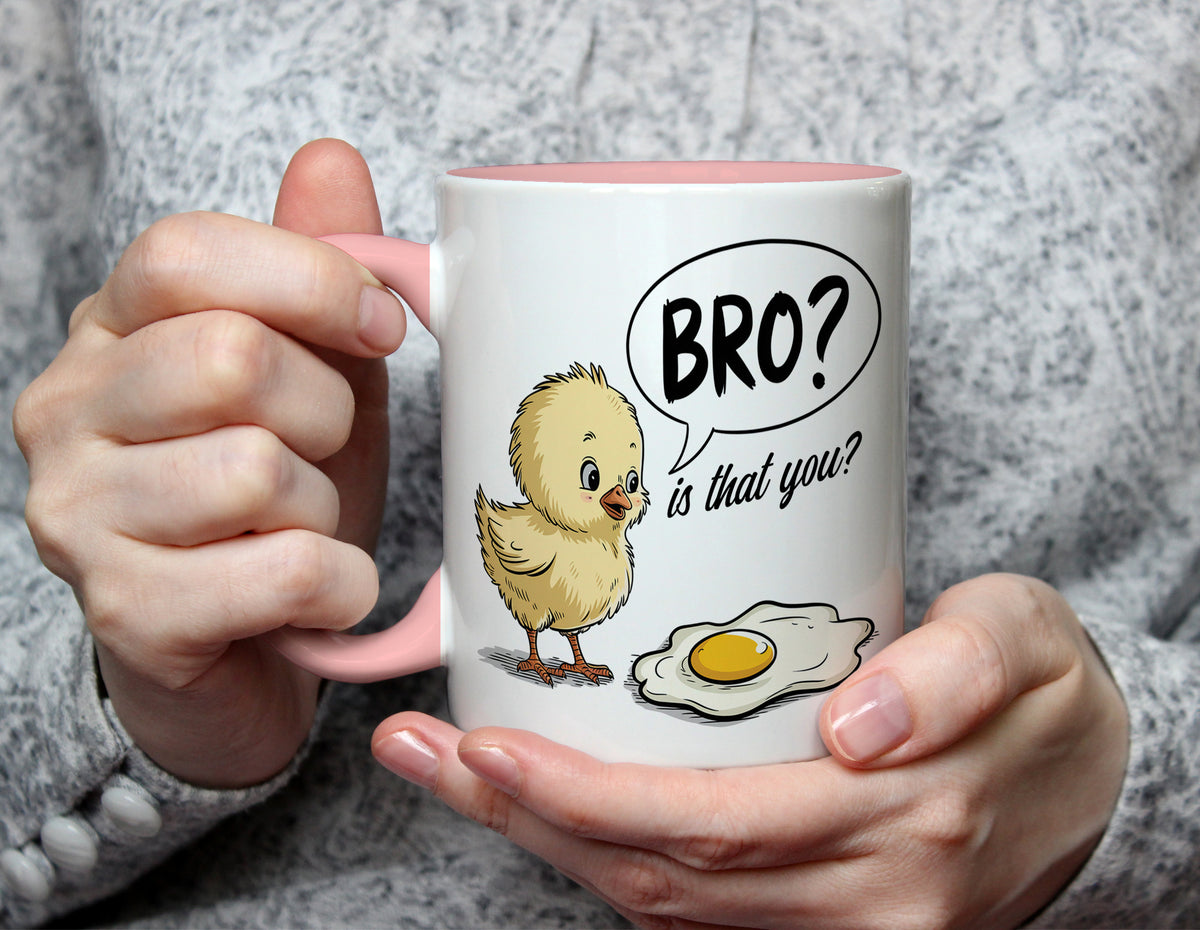BRO? is that you? - Funny Chick and Egg Mug - Light Pink