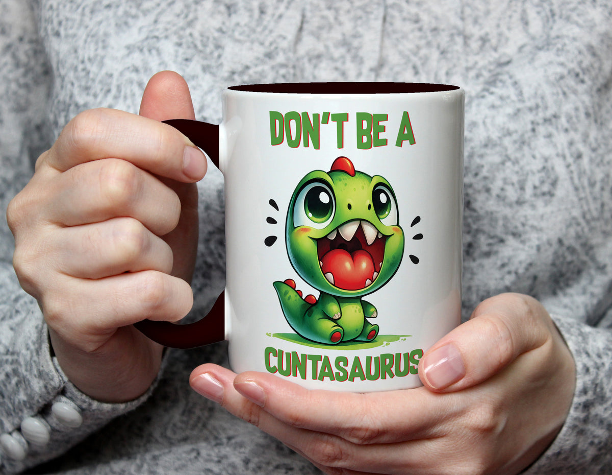 DON'T BE A CUNTASAURUS - Rude Dinosaur Mug - Black
