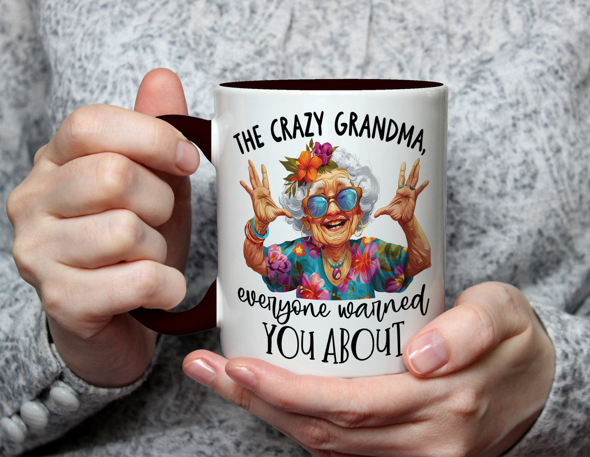 The Crazy Grandma Everyone Warned You About - Funny Grandma Mug - Black